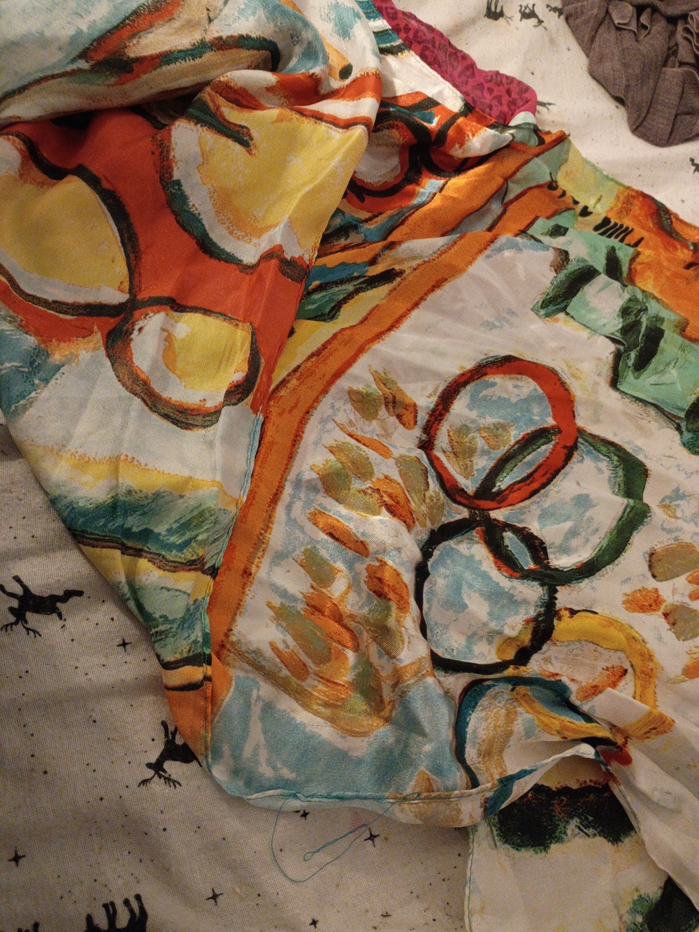 Colorful Native AmericanPrinted Home Accent Fabric - Silk Scarf